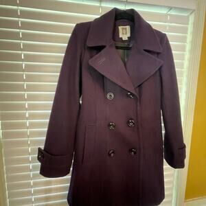 Anne Klein wool Peacoat dark purple eggplant small
